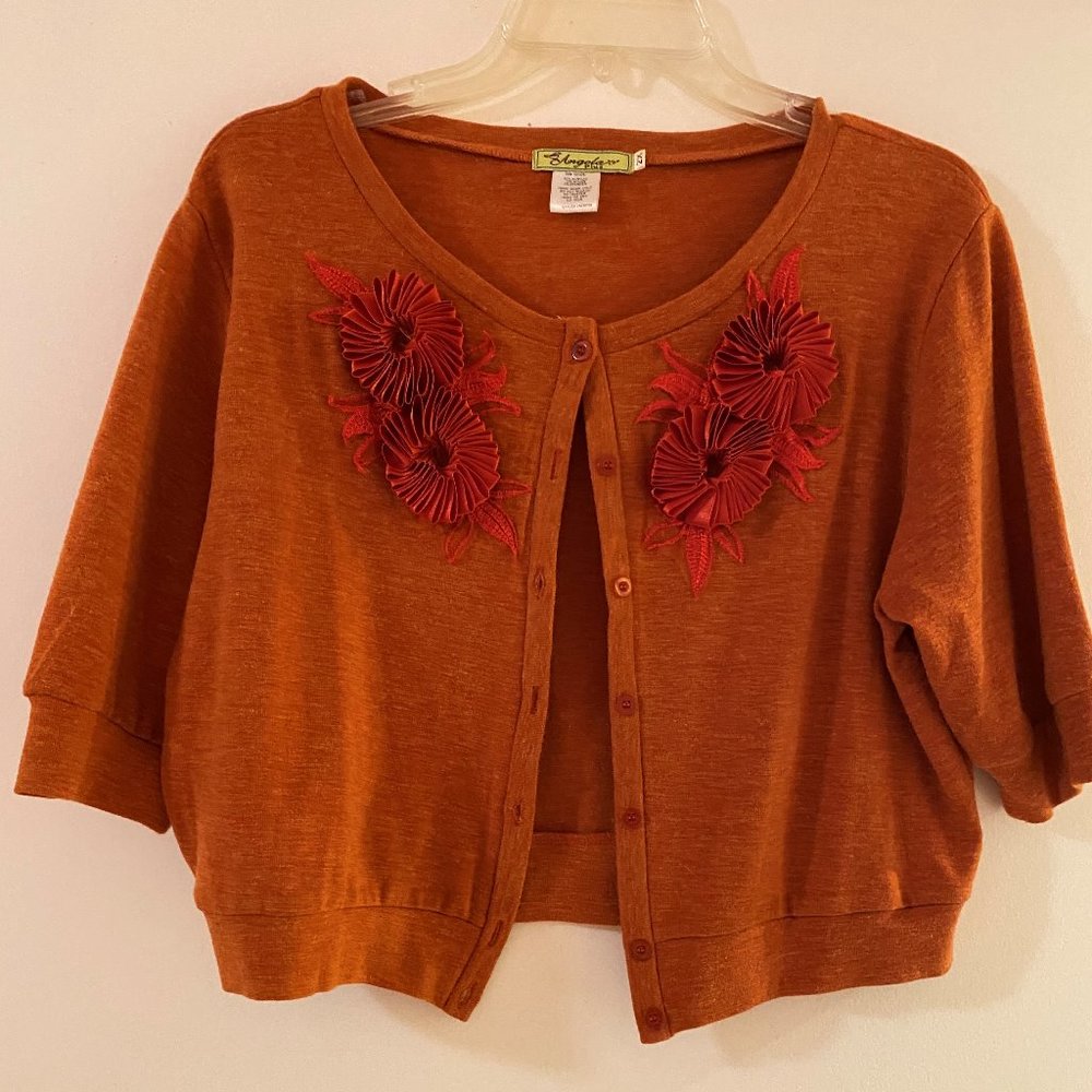GORGEOUS ORANGE EMBROIDERED SHRUG  2X
